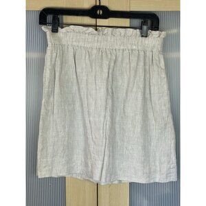 J.CREW Linen Skirt Womens Sz 4 Beige Paperbag A Line Lined Summer Travel Beach